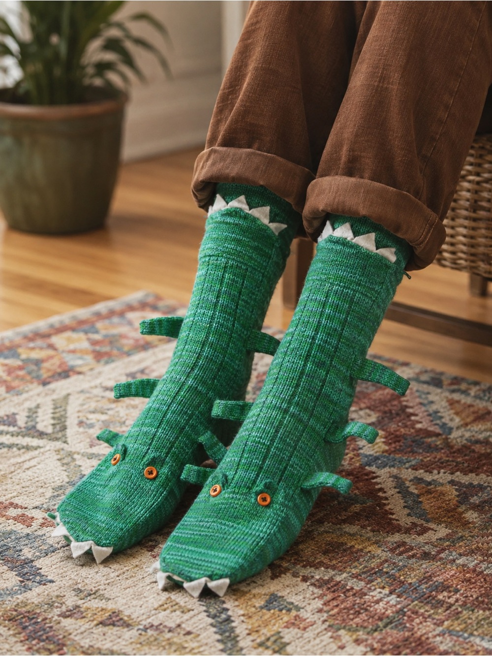 Hand Knit Crocodile socks